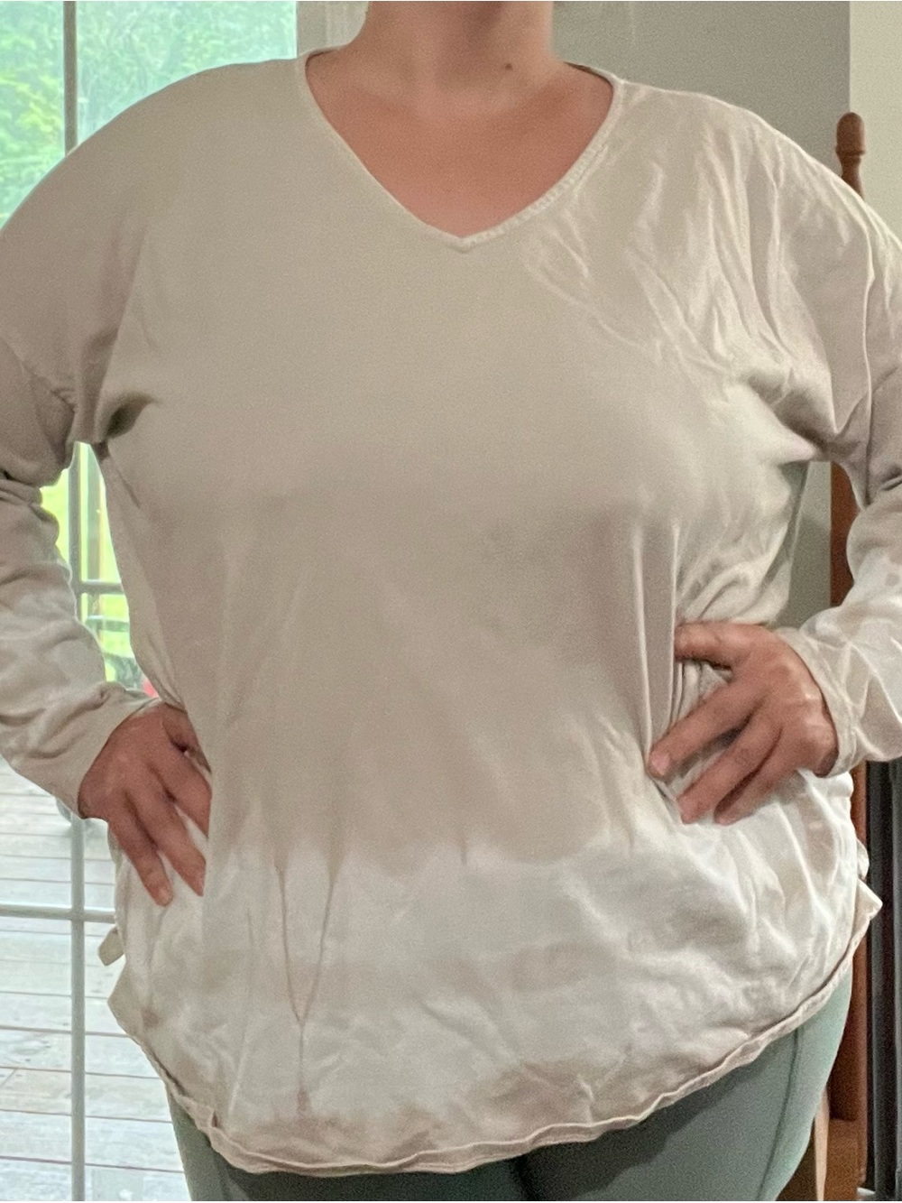 J. Jill Light Beige V-Neck Long Sleeve Top